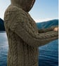 Made To Order Hand Knitted, Aran Shetland Wool, Longer Length Hooded Jacket, - Image 5