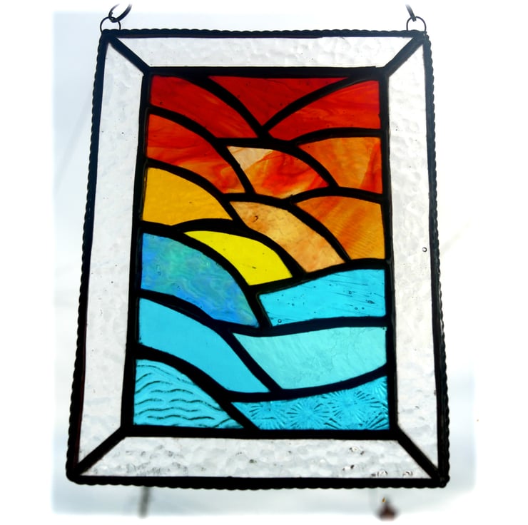 Stained Glass Suncatcher Sunset Ripples Handmad... - Folksy