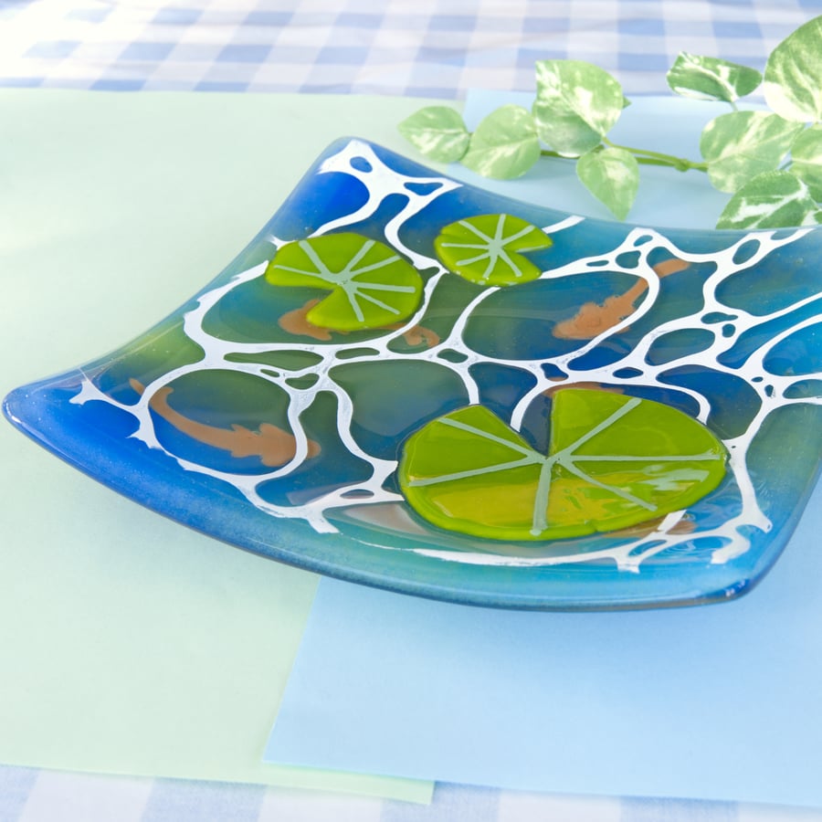 Fused Glass Koi Fish Pond Decorative Dish Folksy
