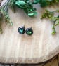 Pearlescent Green and Black Resin and Stainless Steel Earring Studs