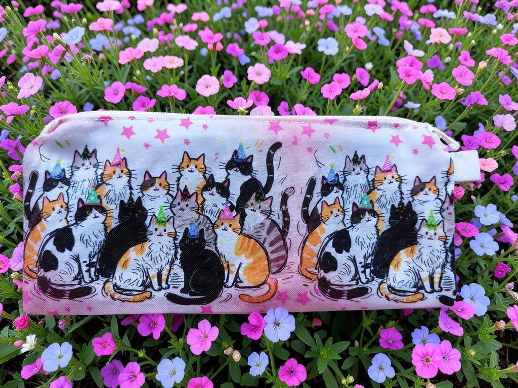 Party Cats Themed Pencil Case 