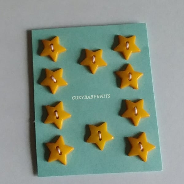 Mustard yellow star plastic buttons