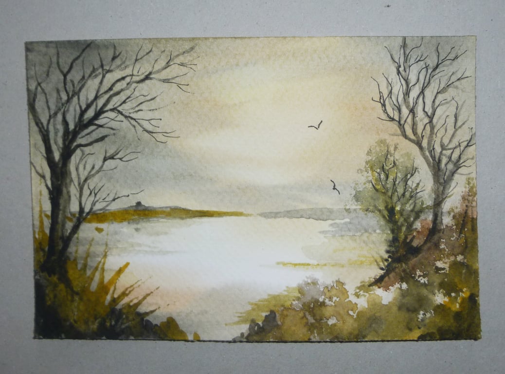 original art watercolour small format landscape painting ( ref FA 510 D2 )
