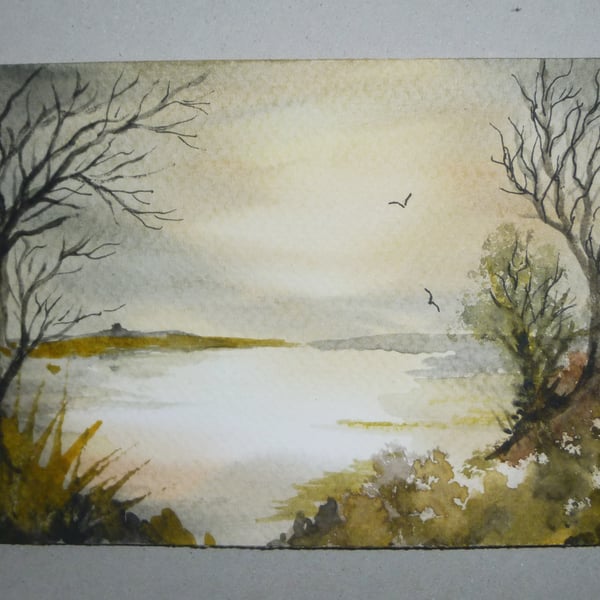 original art watercolour small format landscape painting ( ref FA 510 D2 )