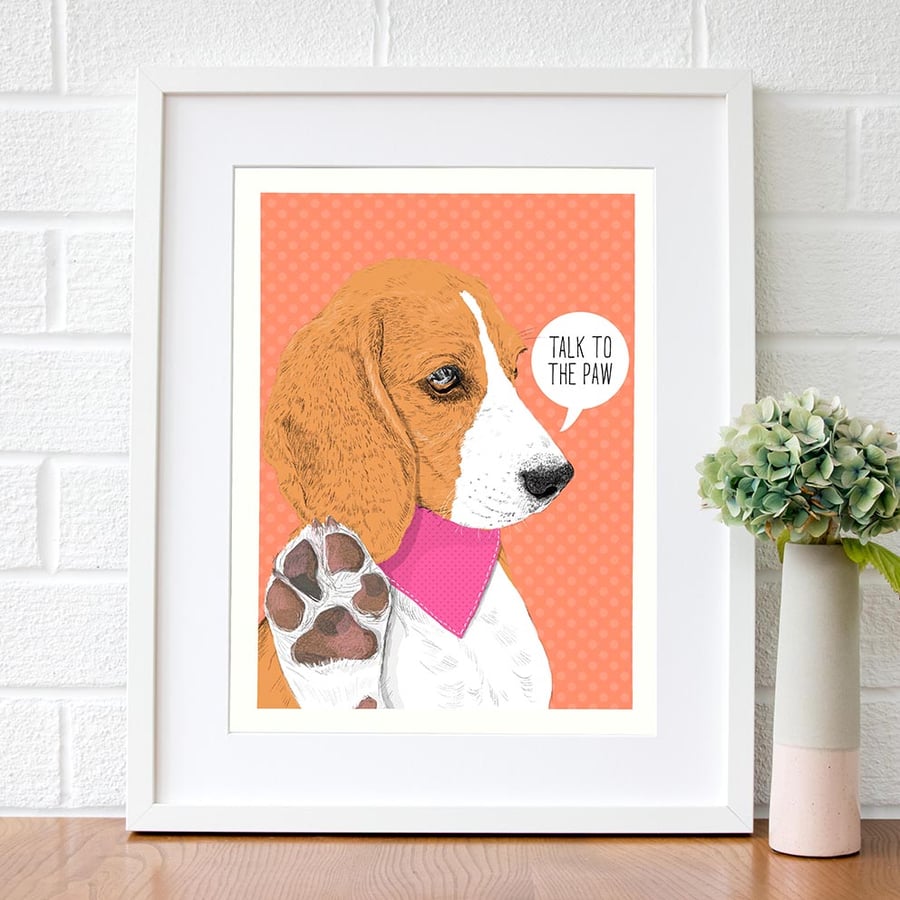 Beagle gifts - Dog pop art gift for her - Beagle wall art gifts for her