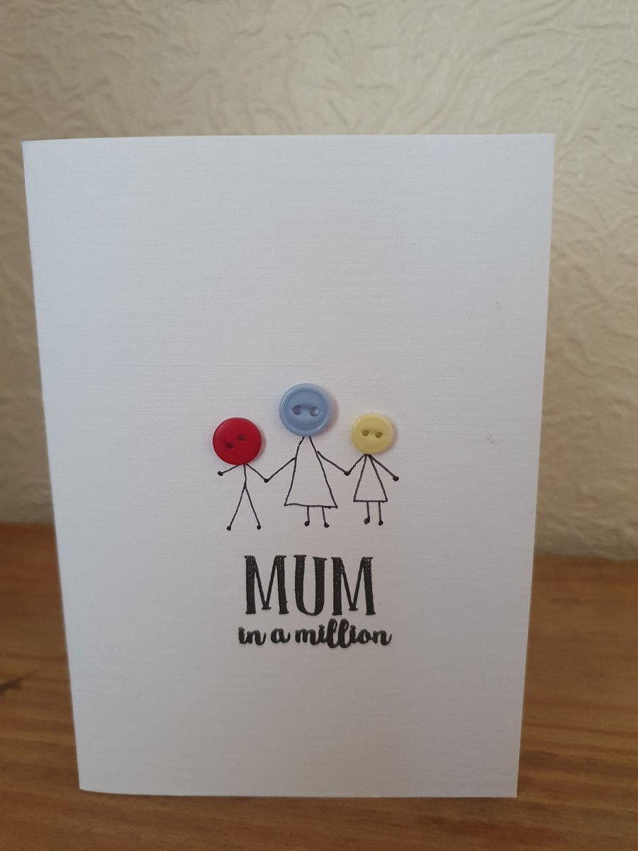 Button Folk Mothers Day 'Mum in a Million' Card