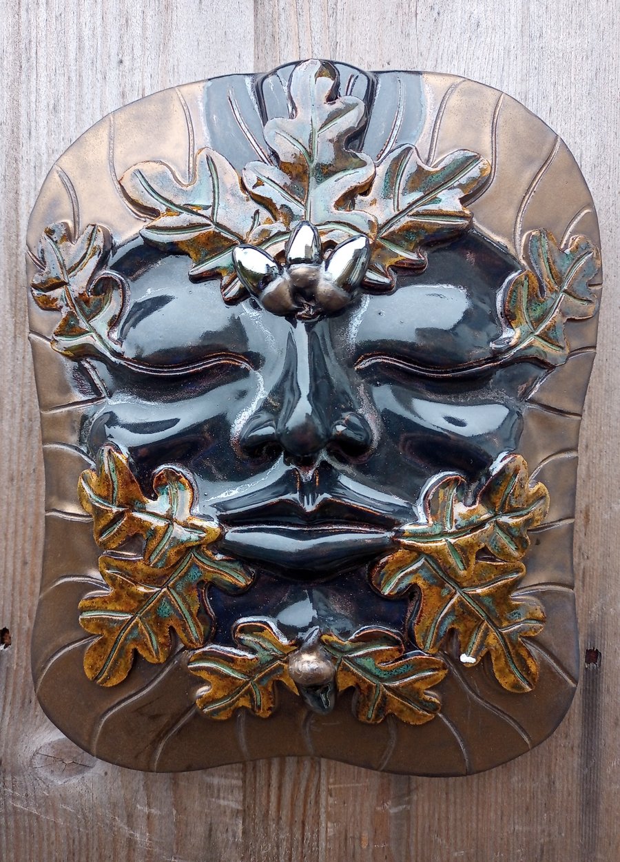 Ceramic Greenman with oak leaves and acorns