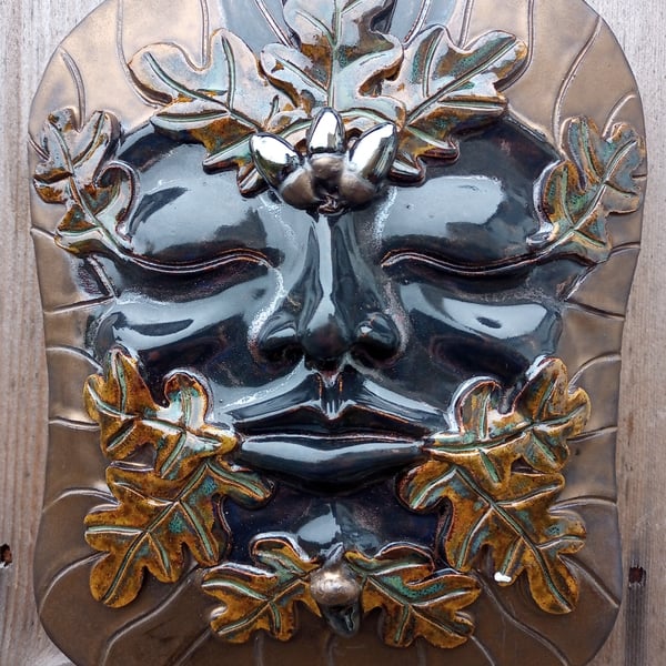 Ceramic Greenman with oak leaves and acorns