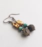 Earthy brown-grey green boho drop dangle Earring
