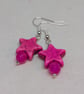 Pink howlite star and round agate earrings with silver plated ear wires  - Image 5