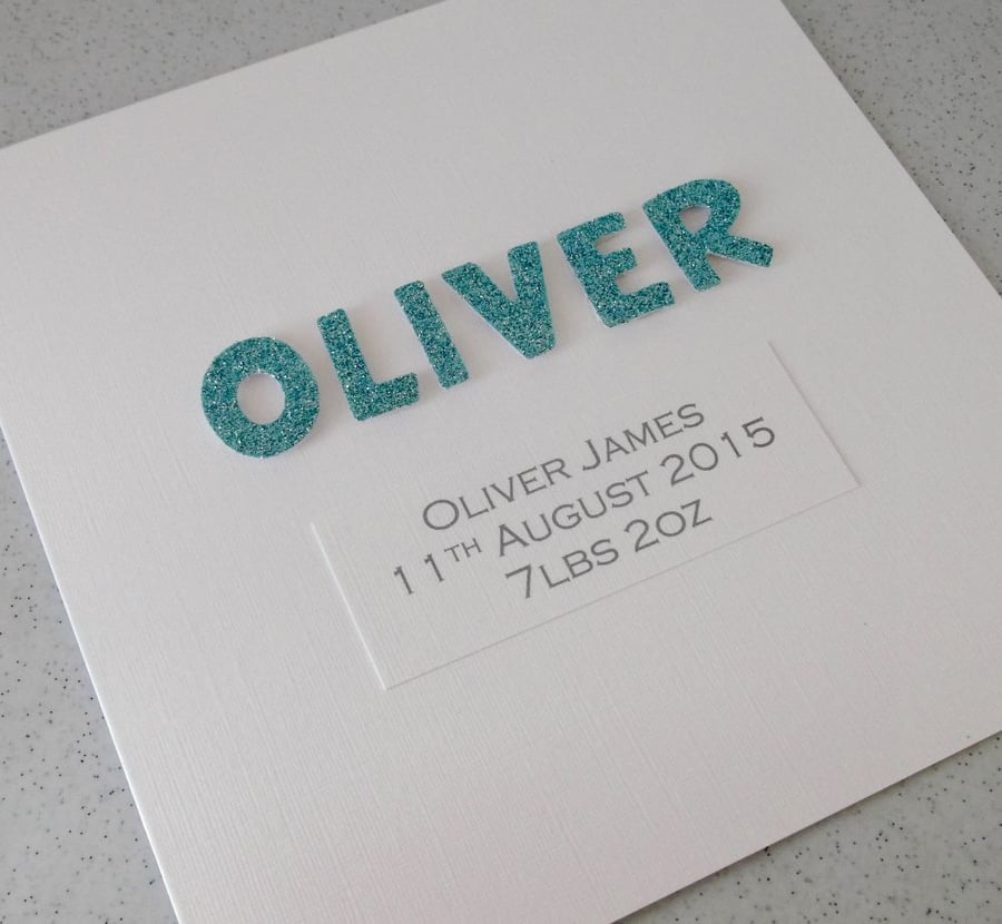 New baby congratulations personalised handmade card