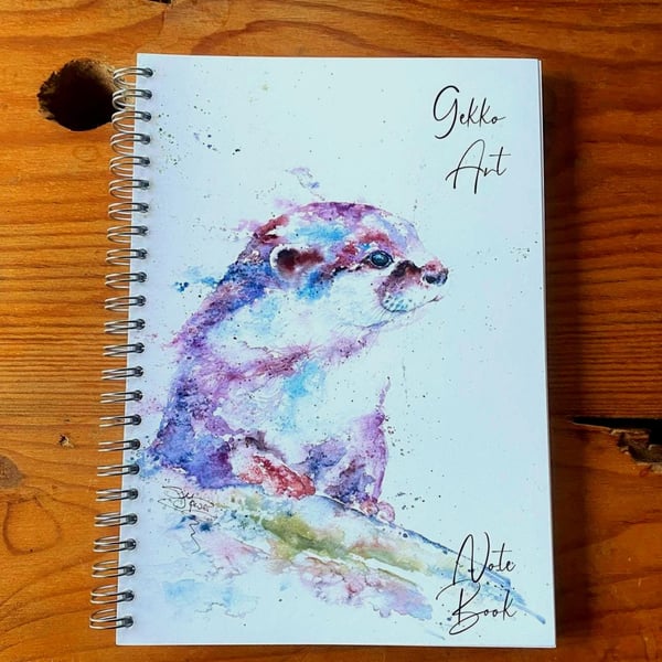 Otter Watercolour Notebook, Notepad, A5 Size, Spiral bound Wildlife Art Notebook
