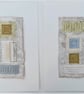 Cream Speckle Gold Silver & Naturals Handstitched Geometric Small Art Pictures - Image 1
