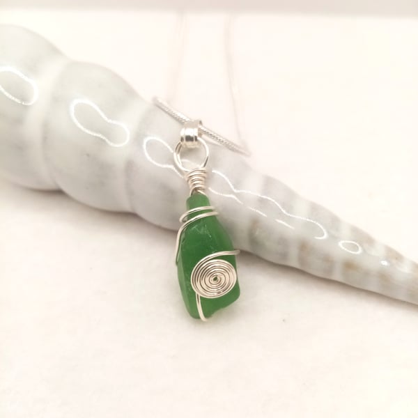 Wire Wrapped Sea Glass Necklace
