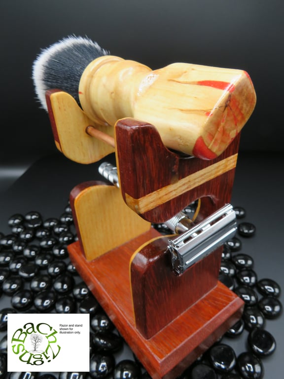 Handcrafted Shaving Brush in Maple wood with a Red Resin Vein SKU-SB10