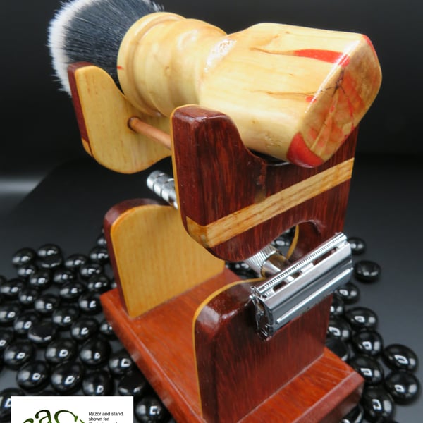Handcrafted Shaving Brush in Maple wood with a Red Resin Vein SKU-SB10