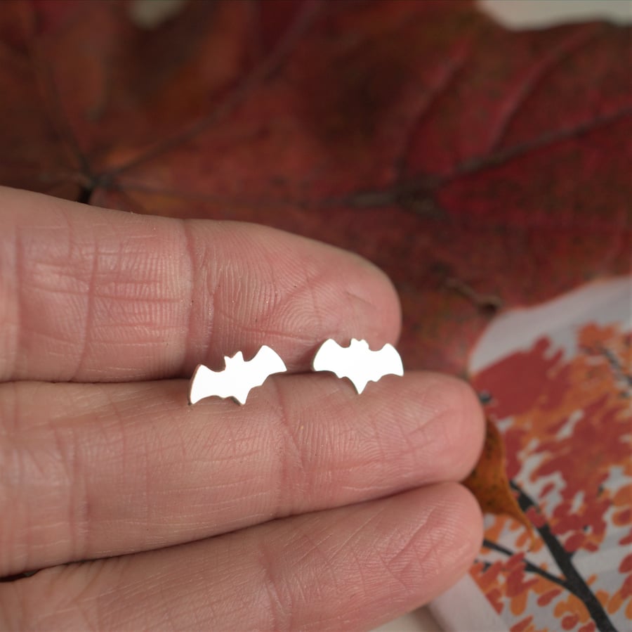 SALE - Eco Silver Bat Stud Earrings