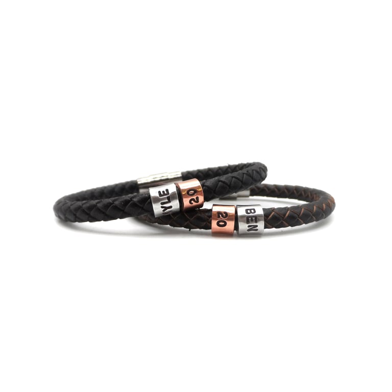 20th Birthday Gift - Personalised Leather Bracelet - Son Brother Grandson Nephew