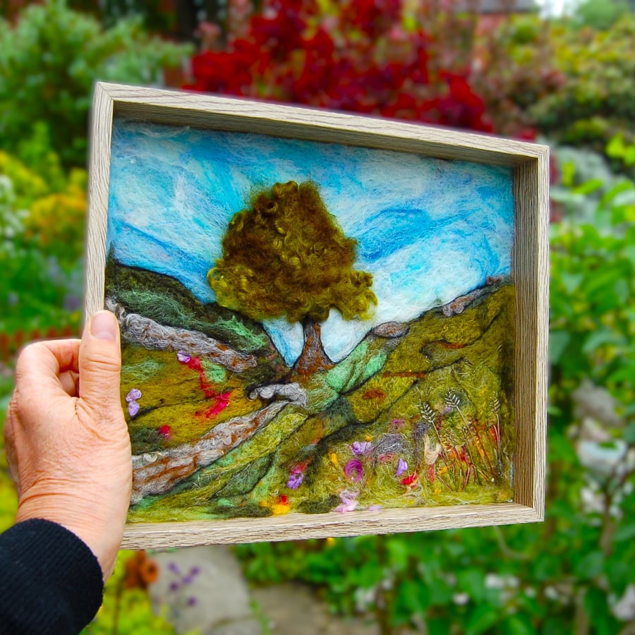 Needle felted  picture - Sycamore Gap -  Textile art 