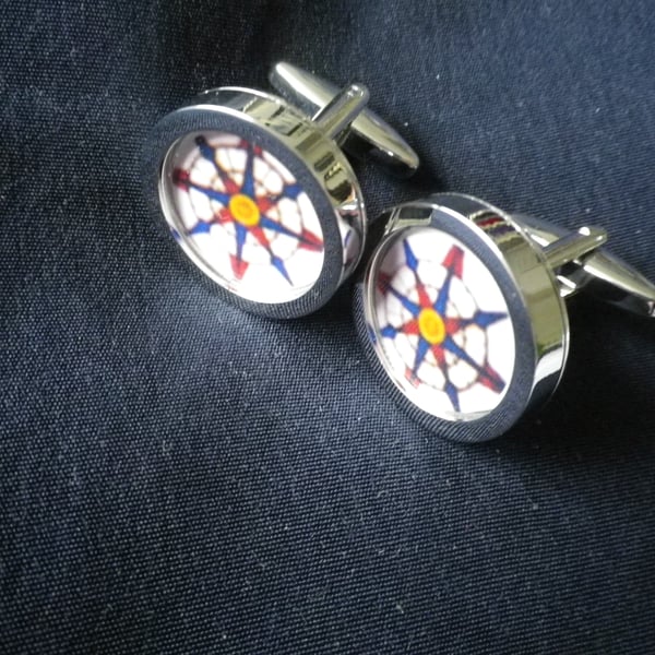 Vintage compass cufflinks,free shipping, gift wrapped, great image, Ref 3550 