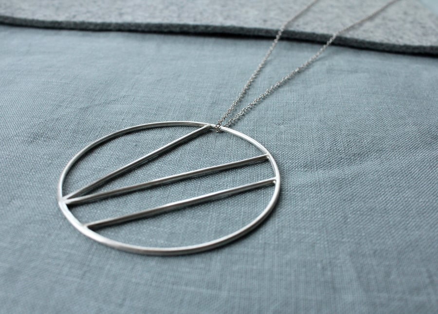 Circle Pendant, Statement pendant necklace, Geometric necklace