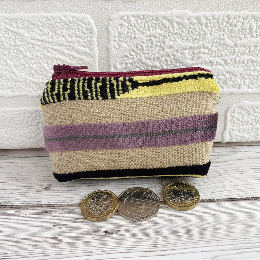 Small purse, coin purse with chenille stripes