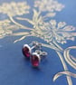 Oval stud earrings in sterling silver with pink Tourmaline gemstone - Image 5