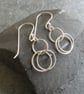 Silver circle earrings, Double twisted rings, Lightweight dangles - Image 3