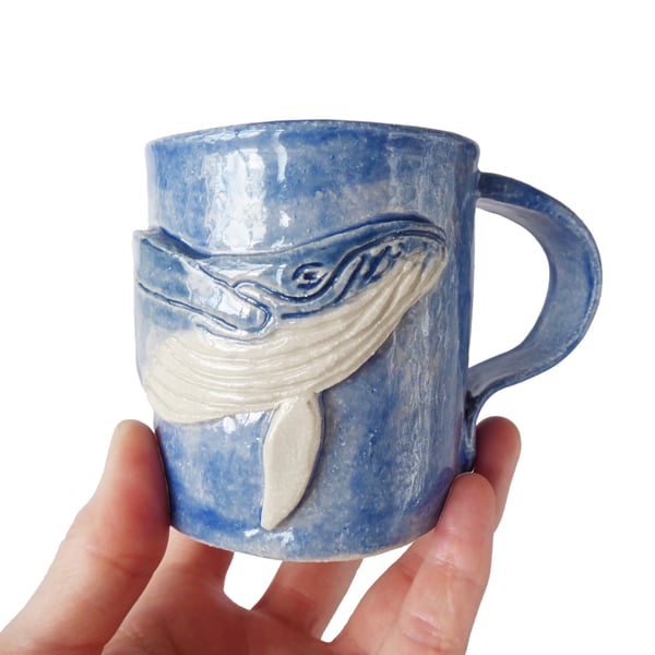 Whale Mug - Hand Built Stoneware Pottery