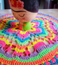 Large, bright crochet mandala doily table mat - Image 3