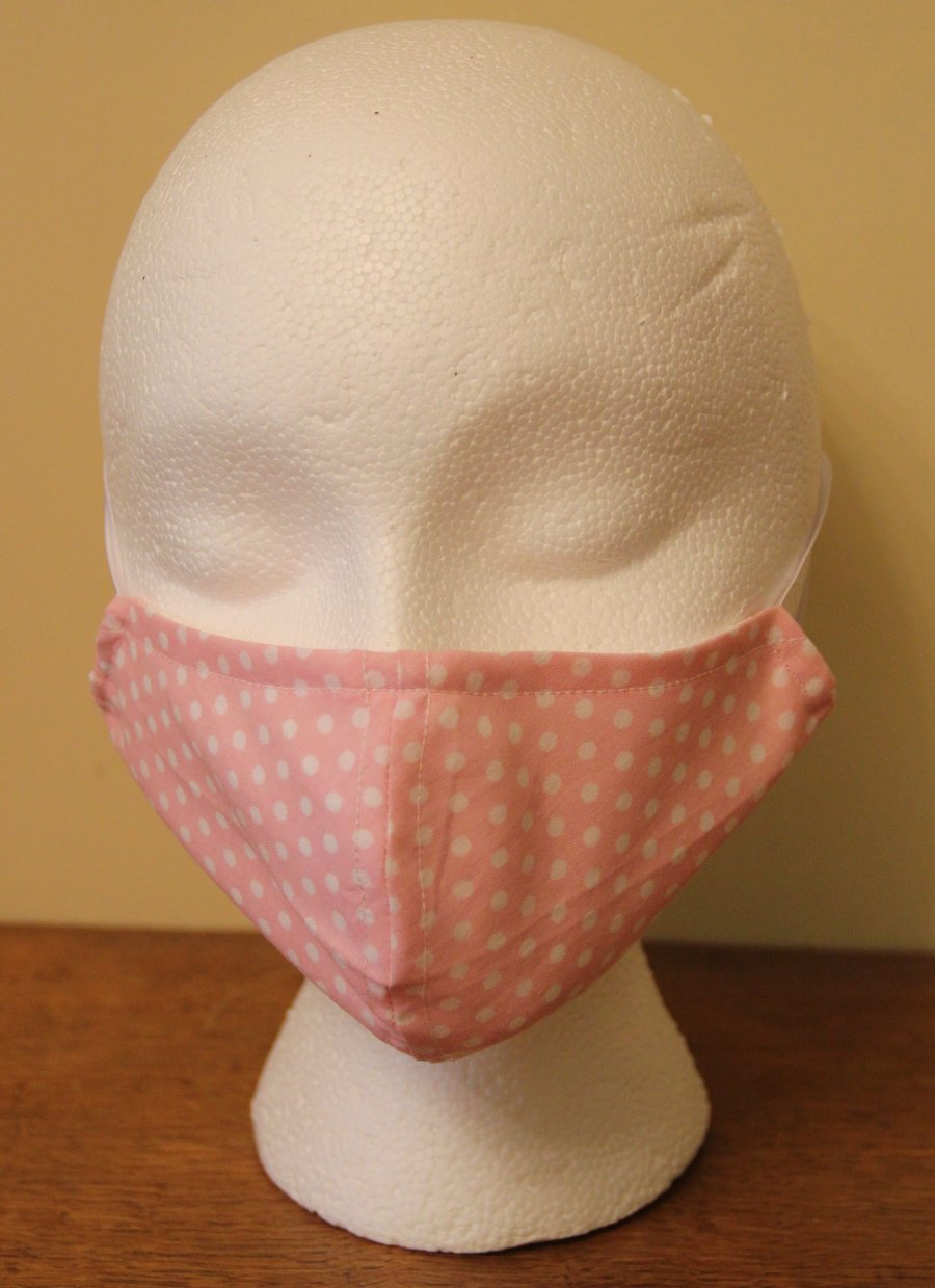 Pink & White Polka Dot Adult's Face Covering