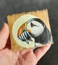 Hand Painted Reclaimed Mini Whisky Barrel Stave - Puffin