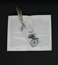 Handcrafted, decoupage, bicycle and dragonfly themed, wooden, bookmark