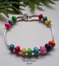 Multicoloured Howlite Bangle - Bracelet Silver Plated (MEDUIM) - Image 1