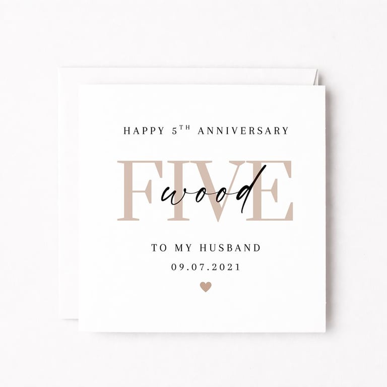 Personalised 5th Anniversary Card – Wood Anniversary for Husband or Wife