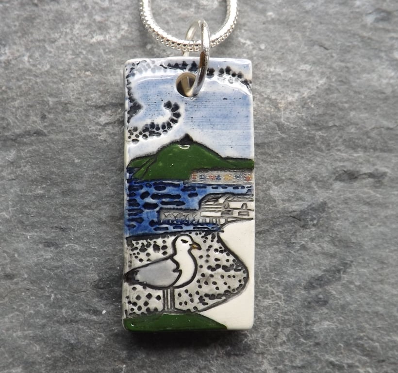 Handmade Ceramic Aberystwyth Seagull Pendant