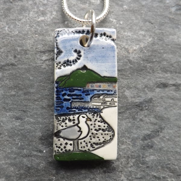 Handmade Ceramic Aberystwyth Seagull Pendant