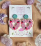 Handmade Cute Strawberry Heart Iced Biscuit doughnut Polymer Clay Earrings