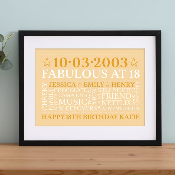 Personalised 18th Birthday Word Art - BD182