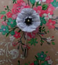 WHITE PEACE POPPY PIN Floral Wedding Remembrance Lapel Flower HAND PAINTED - Image 1