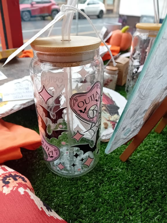 Spooky theme 16oz glass cup