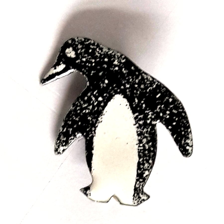 enamel brooch - penguin