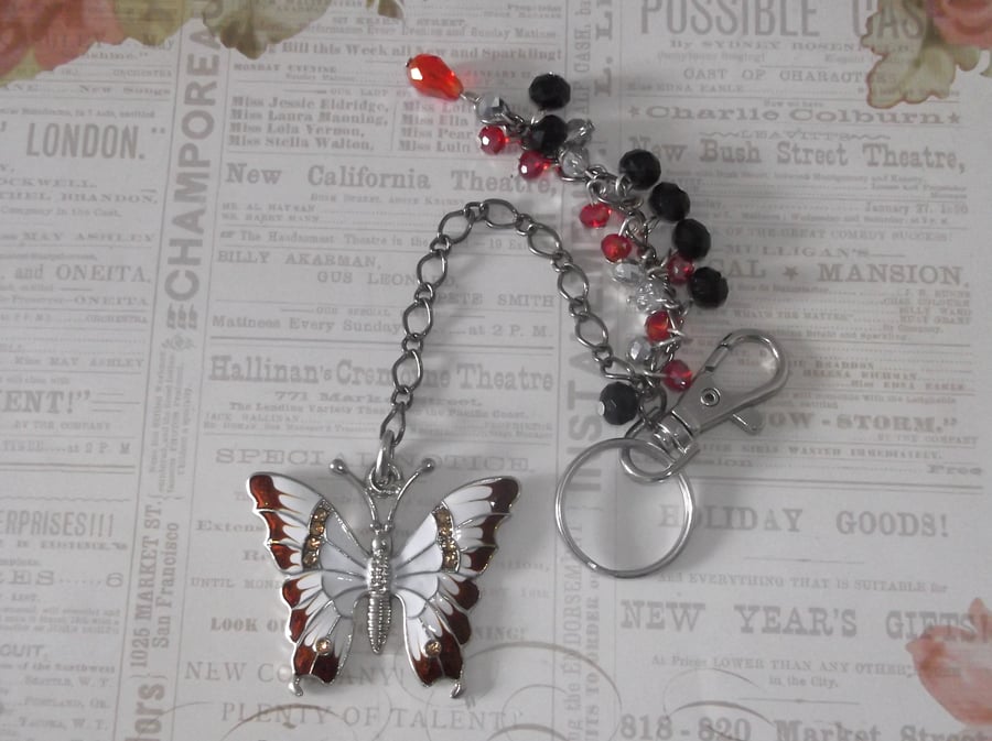 White Butterfly Bag Charm