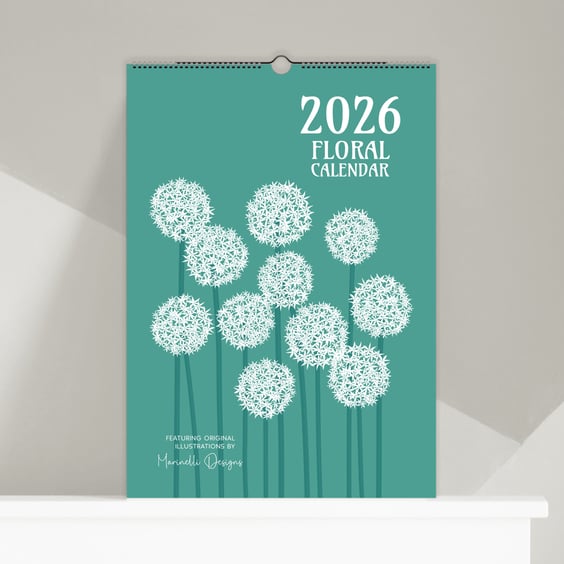 2026 Floral Wall Calendar – Hand-Illustrated Botanical Designs