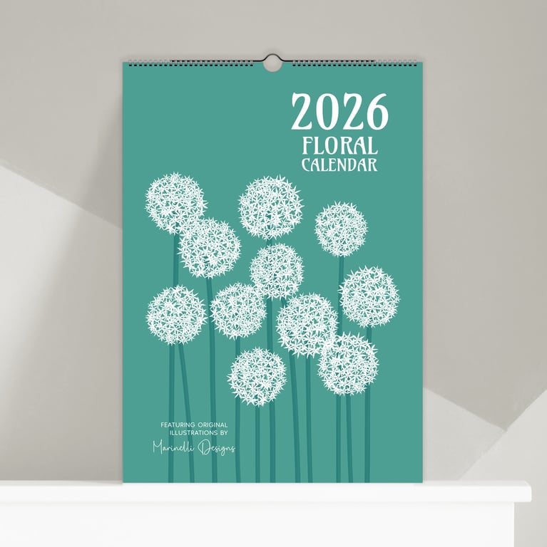 2026 Floral Wall Calendar – Hand-Illustrated Botanical Designs