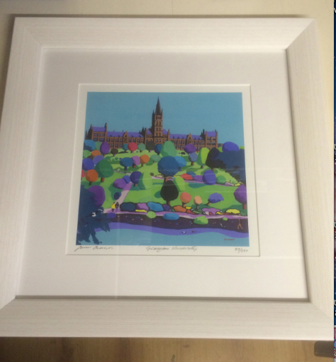 Small framed Limited Edition Giclee Print, Glasgow University  (Free pp UK)