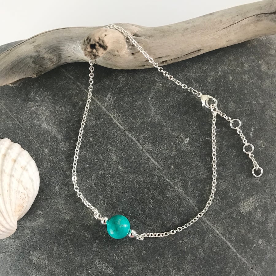 Turquoise gemstone anklet bracelet 