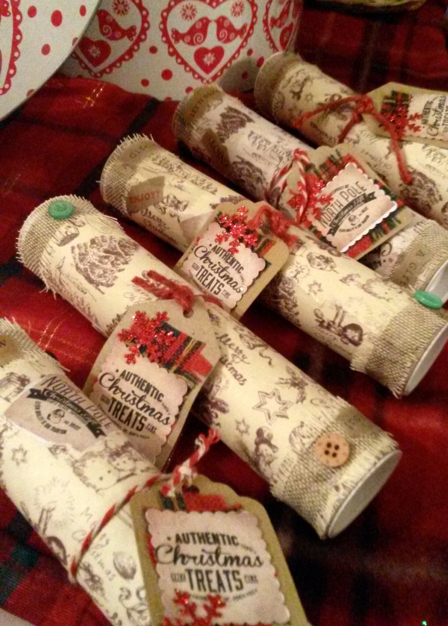 Christmas Gift Tube with Gift Tag,Vintage Theme,Handfinished,Can Be Personalised