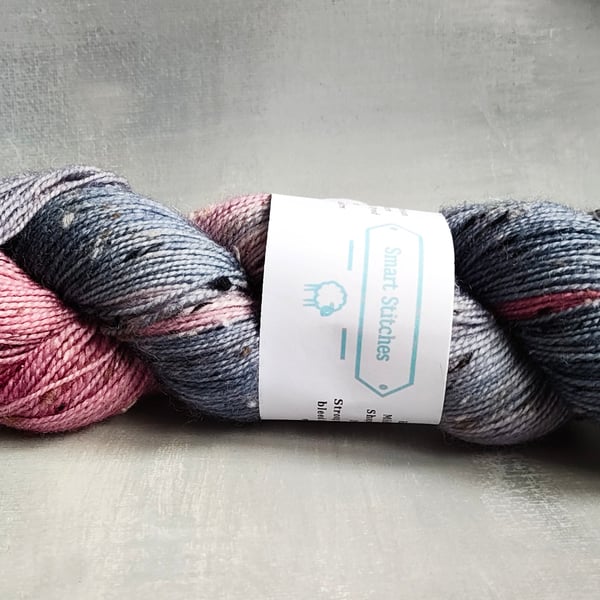 Tweedy Blue and Pink Merino 4ply yarn