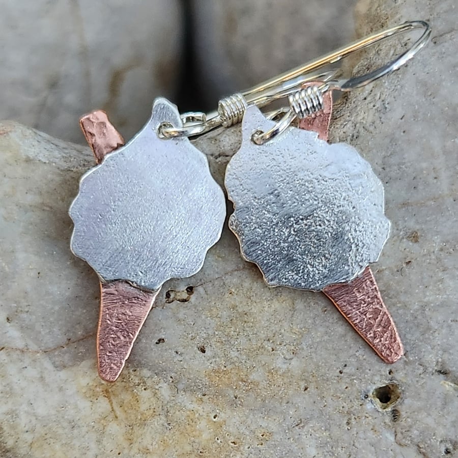 Ice cream earrings in sterling silver and copper